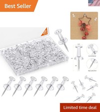 200 Pcs Push Pins Tacks, Thumb Tacks for Wall, Clear Plastic Head, Steel Poin...