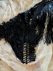 ANTIQUE VICTORIAN PURE SILK FINE STRAND TINY GLASS BEAD FRINGE TRIM FRAG  6 3/4" — photo 8