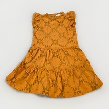 Anthropologie Blue Tassel Womens Yellow Floral Lace Short Tunic Dress Size XS