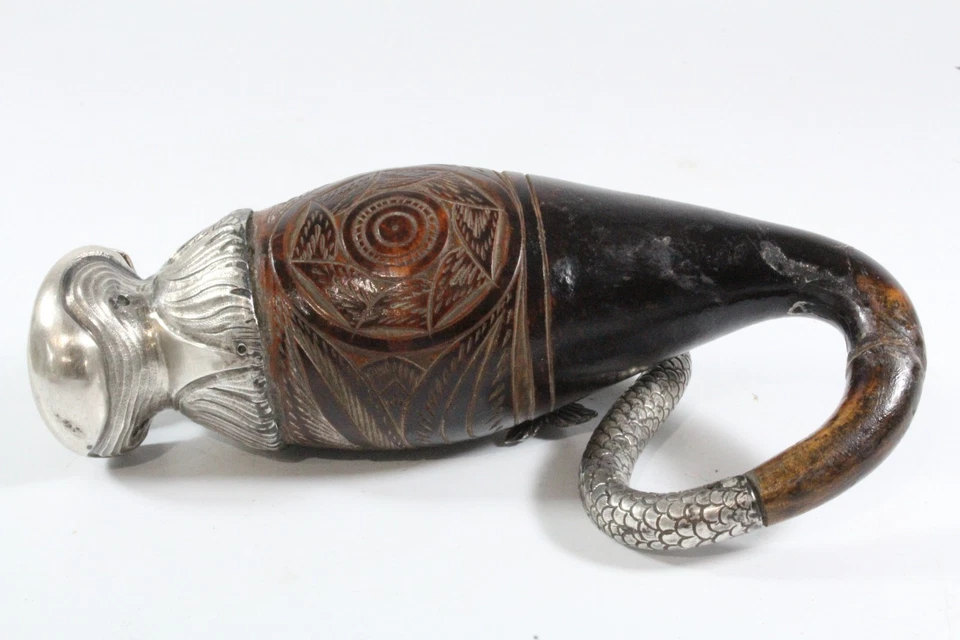 18th Century Spanish Colonial Silver Mounted & Carved Fish Form Flask - image 4 of 4