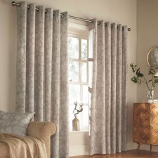 Image of Furn Irwin Woodland Print Curtains Eyelet Lined Window Panels Home Decor UK