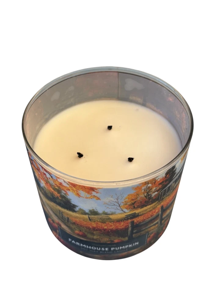 Goose Creek Farmhouse Pumpkin Candle 3-Wick 14.5oz. Jar Candle PRE-OWNED - Image 2 of 4