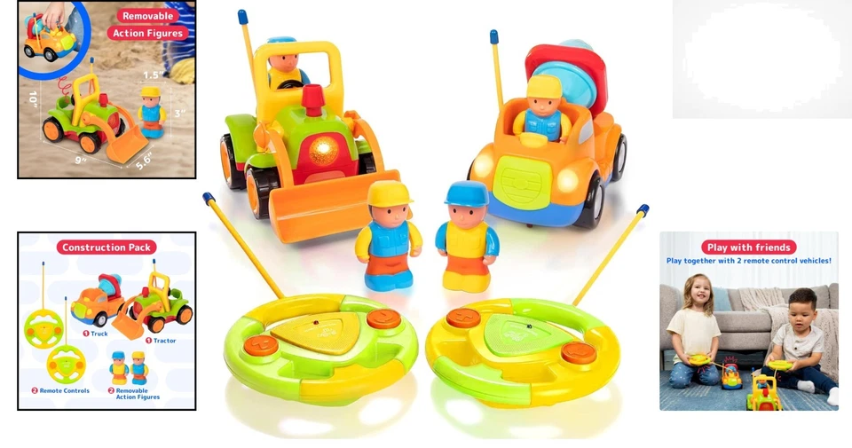 Juego de coches con control remoto de volante - Juguetes para camiones y tractores para 2-5 viejos Foto 2 de 4