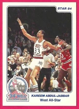 Star '84 Kareem Abdul-Jabbar West All Star Card #14 Los Angeles Lakers Vintage