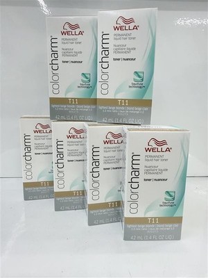 Wella Color Charm Permanent Liquid Toner T11 Lightest Beige Blonde 6pc Combo