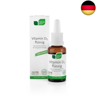 NICApur Vitamin D3 flüssig 1000 I.E - hochdosierte Tropfen - 25 ml (900 Tropfen)