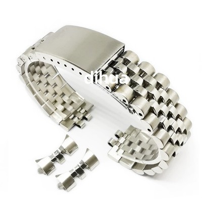 Jubilee 13mm 17-22mm Curved End Metal Bracelet Stainless Steel Watch Band Strap