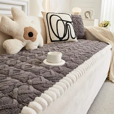 Pet Plush Sofa Cover Soft Non-Slip Jacquard Couch Cover Cushion Furniture Protec