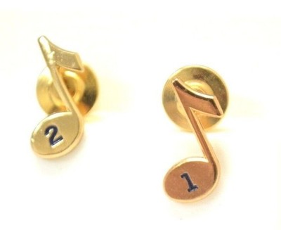 Music Note Lot Number 1 2 Gold Tone Enamel Lapel Bag Gear Collectible