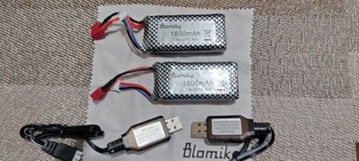 Blomiky 2 Pack 7.4V 1800mAh 13.32Wh Li-PO Rechargeable Battery with Deans T