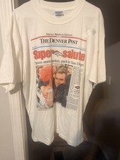 Vintage Denver Bronco Super Bowl Champion T-Shirt Jon Elway Denver Post  Xl ￼
