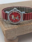 Vintage Snoopy Timex Red Dial Watch Working Wind UP Red Band 25mm Case Clean