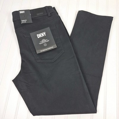 DKNY Stanton Slim Fit Pants Mens 33x28 Black Ultimate Stretch Casual Chino NWT