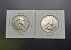 Ben Franklin Half Dollar 90% Silver, Lot of 2- 1963-D -AU - B-116