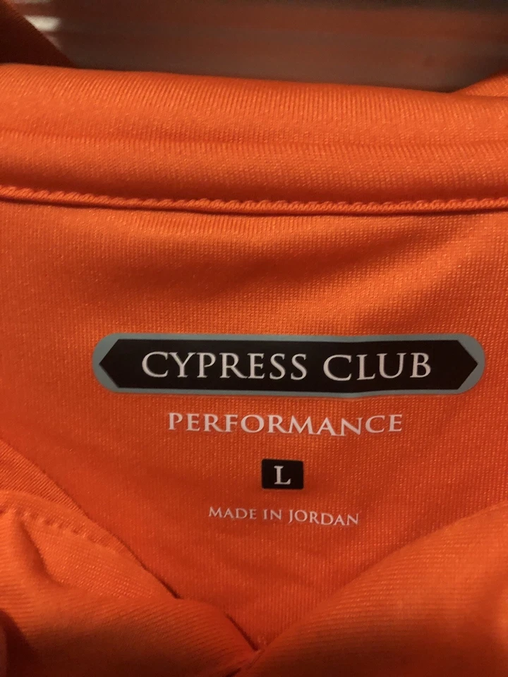 Cypress Club Collared Polo Performance Golf Shirt Mens Used Size L Orange - Image 3 of 4