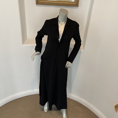 Y'S YOHJI YAMAMOTO MAXI Black Coat Dress Wool Blend Size JAPAN 3