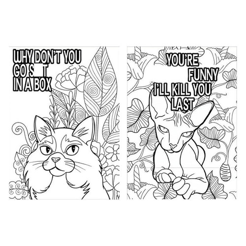 Swearing Cats Catitude Coloring Book, Cat Colouring Books for Adults KH - Picture 6 of 16