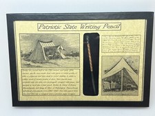 Authentic Civil War Patriotic Slate Writing Pencil In Glass Topped Display Case