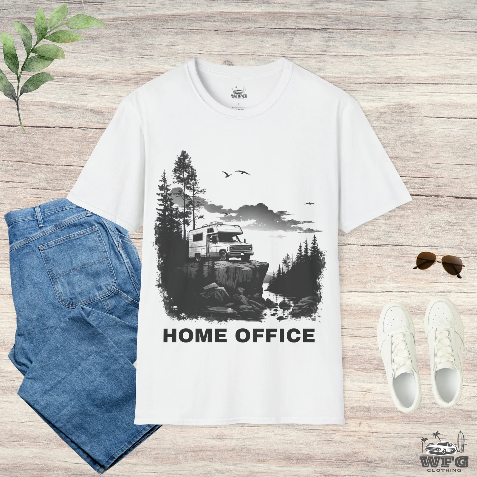 Home Office Van Life T-Shirt, Remote Work Tee, Nature Camping Outdoor