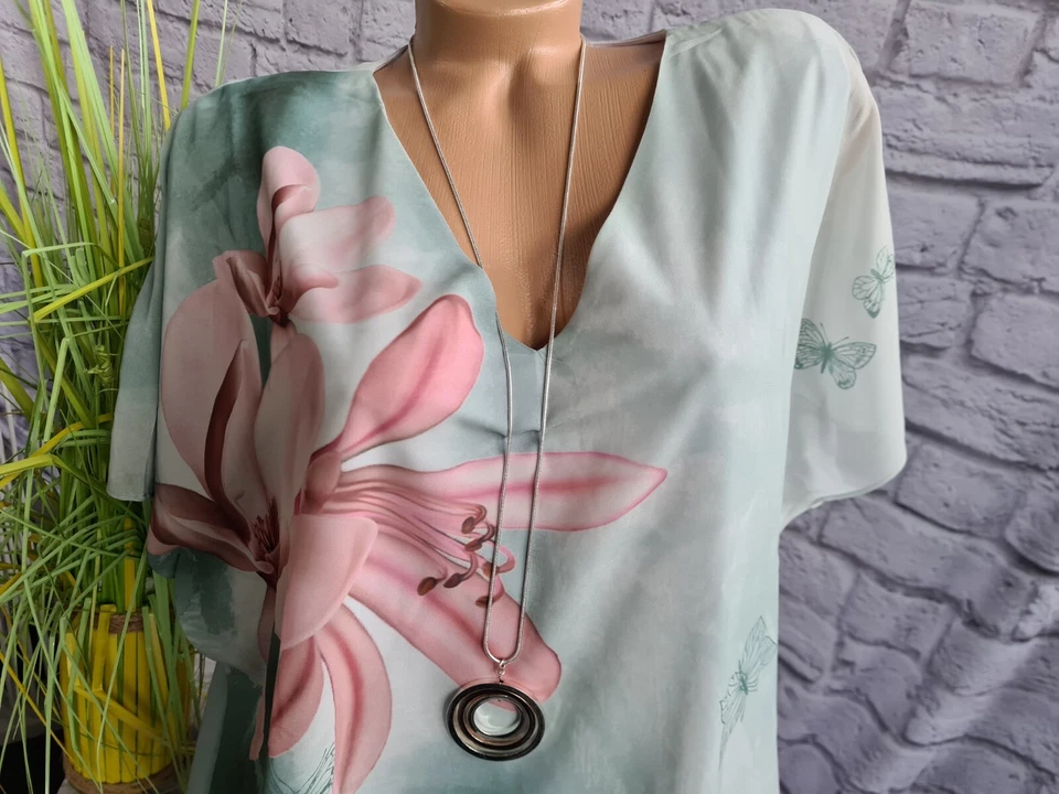 Miamoda Bluse Tunika Damen blau mint weich fallend 44 bis 62 (8 262) Übergröße - Bild 4 von 4