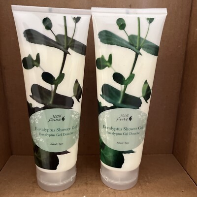 100% PURE Eucalyptus Shower Gel Natural Hydrating Body Wash 8oz (2 bottles)