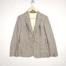 Vintage 80s DAKS Cashmere Blazer Check made in Gr. Britain Womens UK 12 US 8