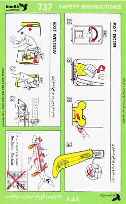 Safety Card IRANAIR Boeing 737 *EXTREMELY RARE* Iran Airline 920-2-37