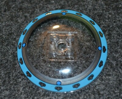 (1) 6x6 Clear Dish w/ Blue Print on edge Translucent Bricks ~ New Lego Parts