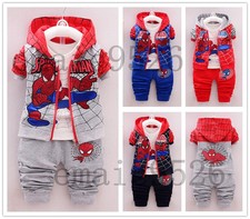 3pcs Toddler kids baby boys coat T shirt pants Outfits set boys autumn clothing