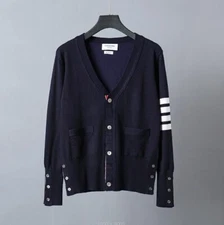 2024thom browne5565XX Men's  womens 4 BARS slim fit wool V Neck sweater Cardigan