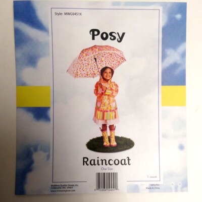 Kids Girls Hooded Rain Jacket Coat Posy Floral One size New