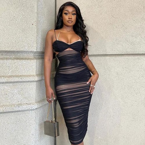 Mesh Ruched Dress - Foto 1 di 7