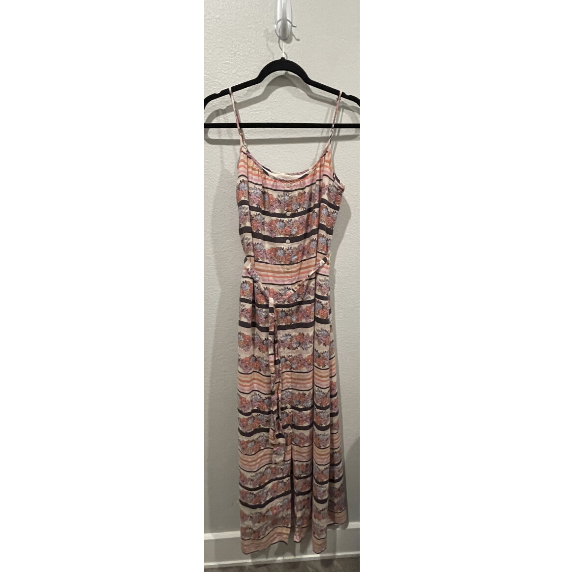 LC LAUREN CONRAD Striped Floral Pink Orange Maxi Dress Size 8 LC LAUREN CONRAD Striped Floral Pink Orange Maxi Dress Size 8