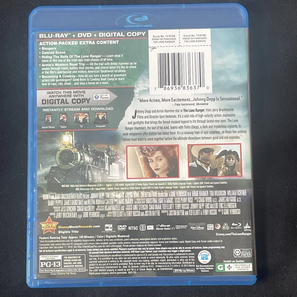 The Lone Ranger [Blu-ray + DVD + Digital Copy] Blu-Ray Disc Only - Image 2 of 3
