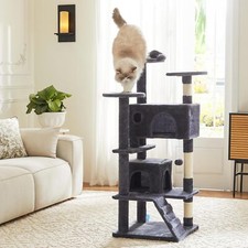 Cat Tree Tower for Indoor 54 Inches Multi-Level Activity Cat Tree House Gray