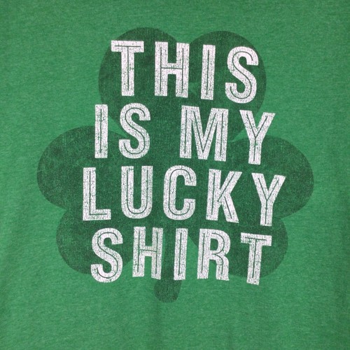 Youth Sz XL 14-16 Green Short Sleeve Tee Shirt 'This Is My Lucky Shirt' - Picture 3 of 8
