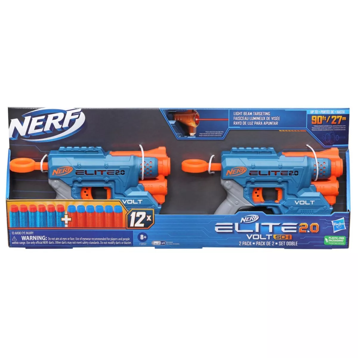 Nerf Elite 2.0 Face Off Target Set, inclut 2 blasters à fléchette