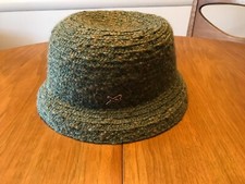 Vtg Betmar New York Green Boucle Chenille Wool Blend Bucket Hat Medium Large