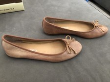 Franco Sarto Zapp Brown Leather Ballet Flats W/Bow Women Size 6.5M Used
