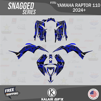 Graphics Kit for Yamaha Raptor 110 (2024-2025) Snagged Series - BLUE-SHIFT