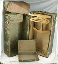Vintage Steamer Trunk Belber Wardrobe Hangars Cunard ~22x22x41" Good ORIGINAL