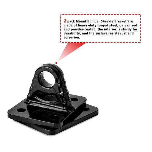 3/4'' D-Ring Shackles w/Backer Plate Bolt on Clevis Bumper Mount Brackets Black - Picture 5 of 11