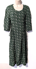Jamie Brooke Women's Floral Dress Sz L 100% Rayon Lace Up Detail Front EUC