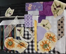 Slow Stitch Kit Fabric Black Yellow Ribbon Shabby Romantic Floral Mindful Sew U