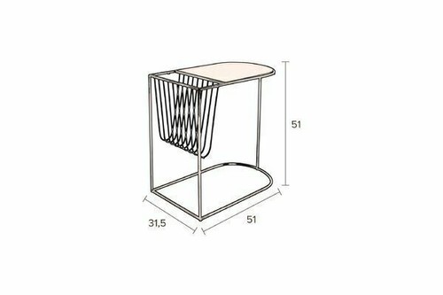 Dutchbone Beistelltisch Eileen Couchtisch schwarz gold Eisen Glas Zeitungshalter - Bild 3 von 8