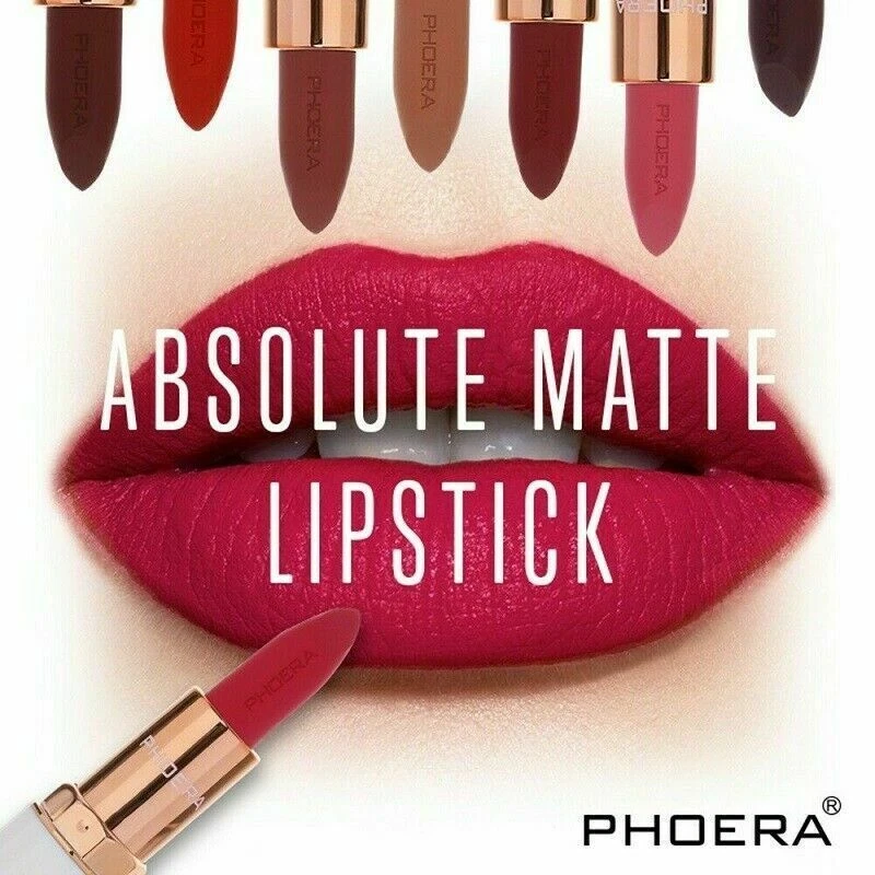 PHOERA Absolute Velvet Matte Lipstick Long Lasting Waterproof Pigment Makeup