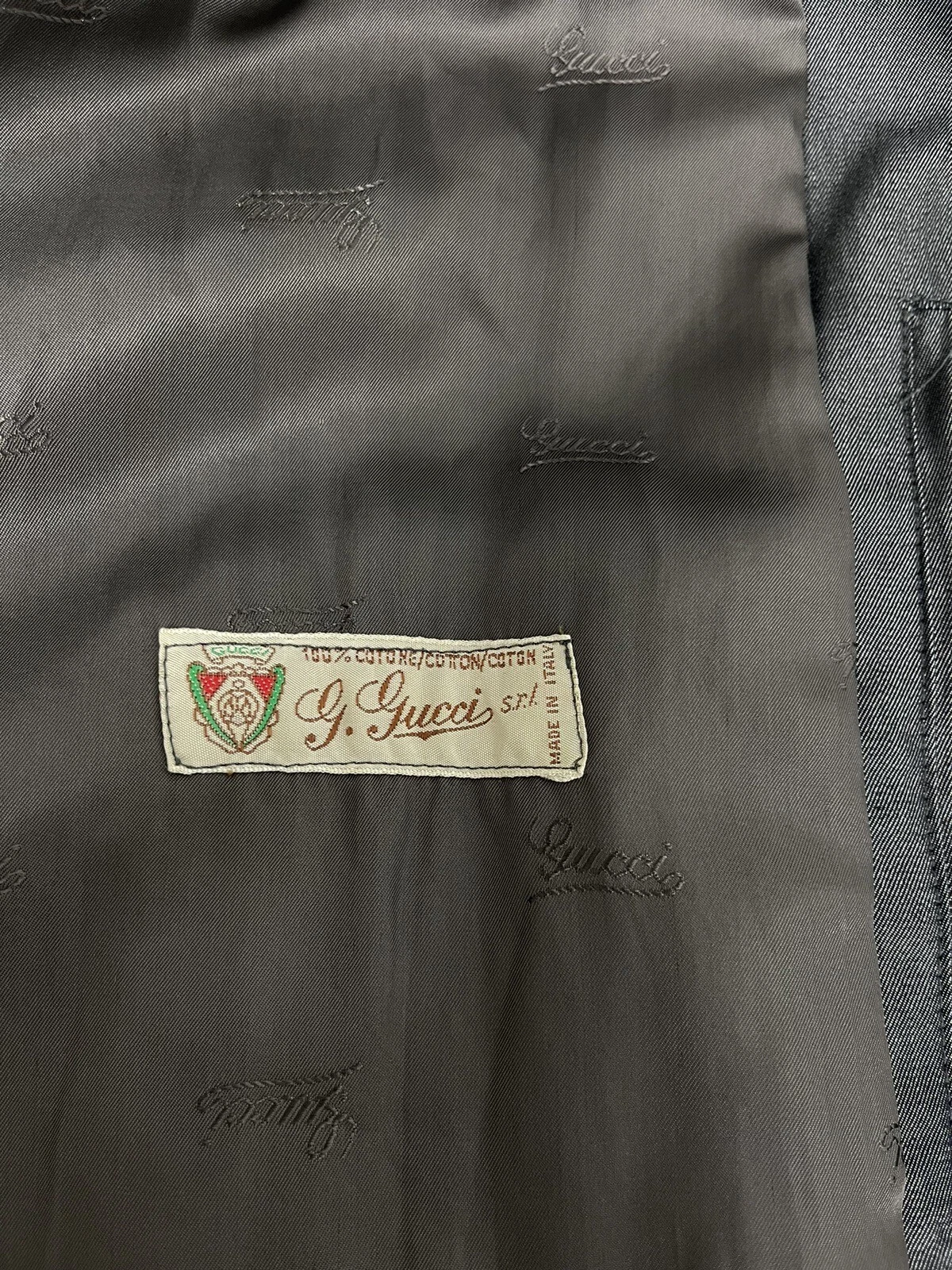 Trench vintage da uomo Gucci finiture in pelle grigio taglia 48