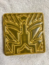 Pewabic Detroit 2006 Geometric Tile Mustard Yellow 6x6
