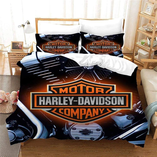 Harley Davidson Duvet Quilt Cover Bedding Set Single Double King Pillowcase Gift - Picture 8 of 20