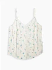 Torrid Ava Rayon Slub V Neck Cami Palm Tree Light Pink 5 5X 28 #B15052